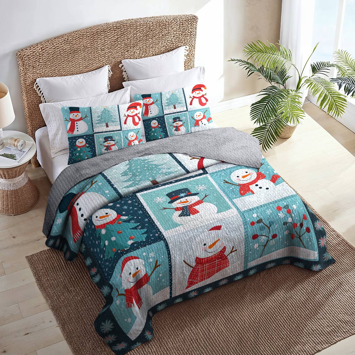 Shineful All Season Quilt 3-Piece Set Joy Snowman