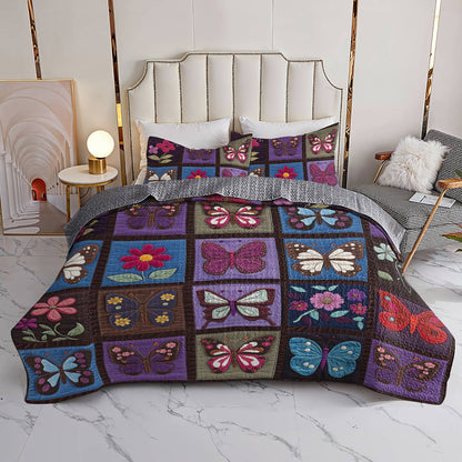 Shineful Flat Print All Season Quilt 3-Piece Set Mesmerizing Butterflies