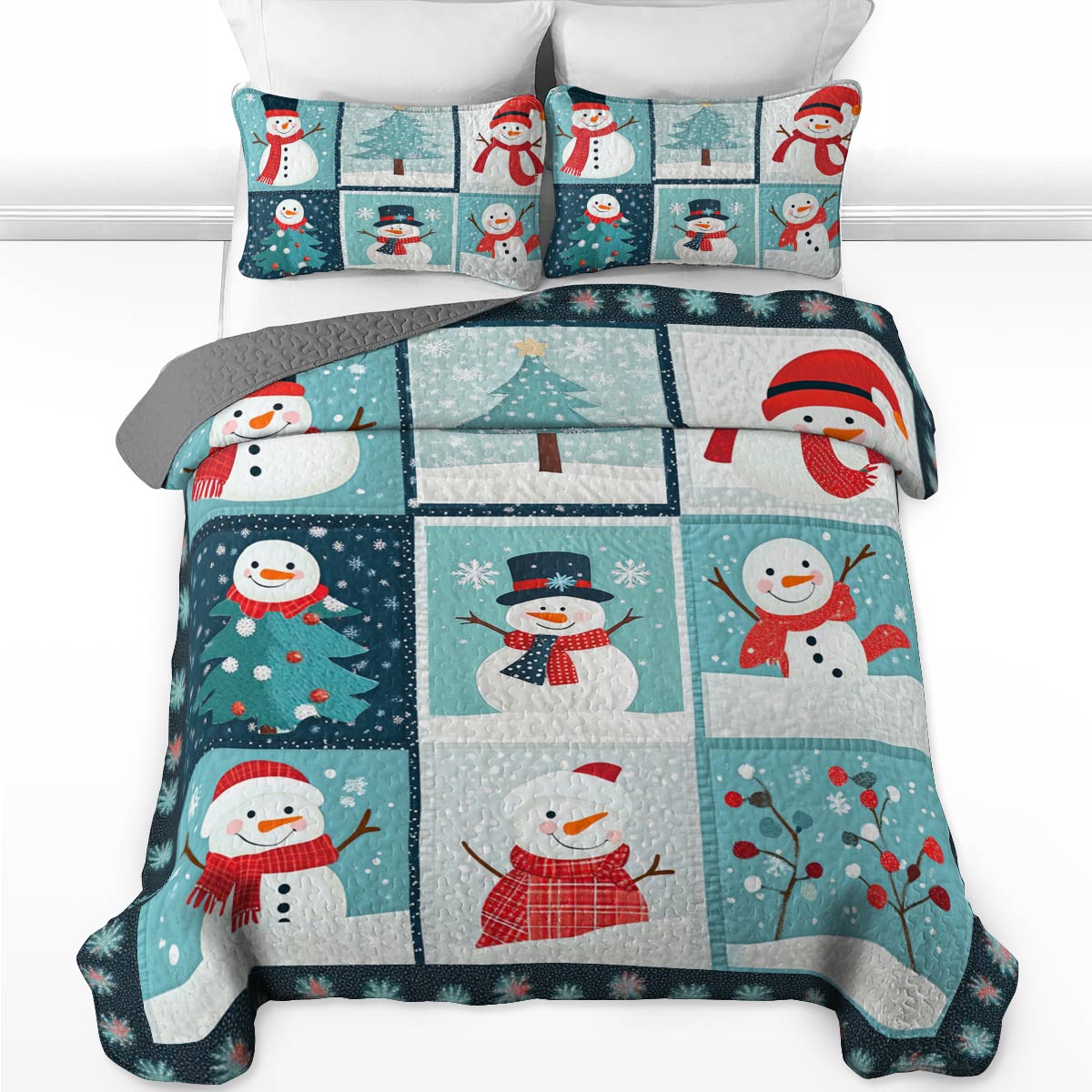 Shineful All Season Quilt 3-Piece Set Joy Snowman