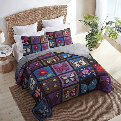 Shineful Flat Print All Season Quilt 3-Piece Set Mesmerizing Butterflies