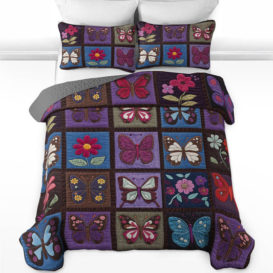 Shineful Flat Print All Season Quilt 3-Piece Set Mesmerizing Butterflies