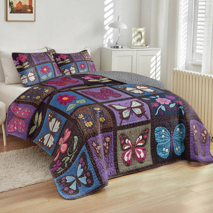 Shineful Flat Print All Season Quilt 3-Piece Set Mesmerizing Butterflies