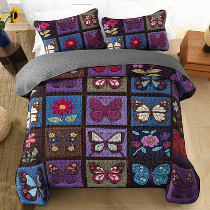 Shineful Flat Print All Season Quilt 3-Piece Set Mesmerizing Butterflies