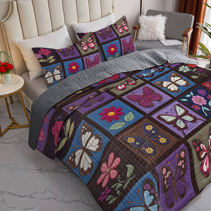 Shineful Flat Print All Season Quilt 3-Piece Set Mesmerizing Butterflies