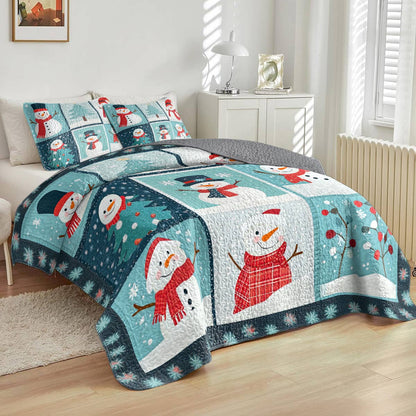 Shineful All Season Quilt 3-Piece Set Joy Snowman