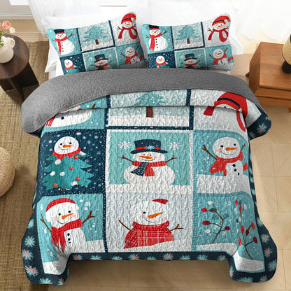 Shineful All Season Quilt 3-Piece Set Joy Snowman