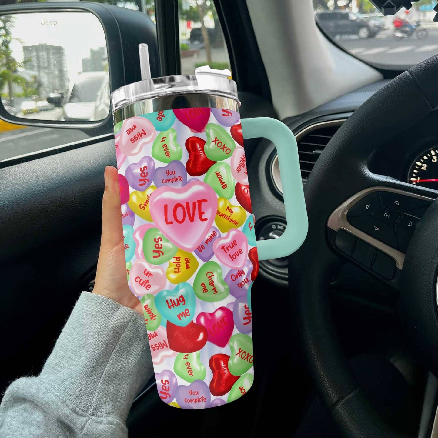 Valentines Shineful™ Tumbler 40 Oz Cute Heart Tl10 Light Blue 40Oz