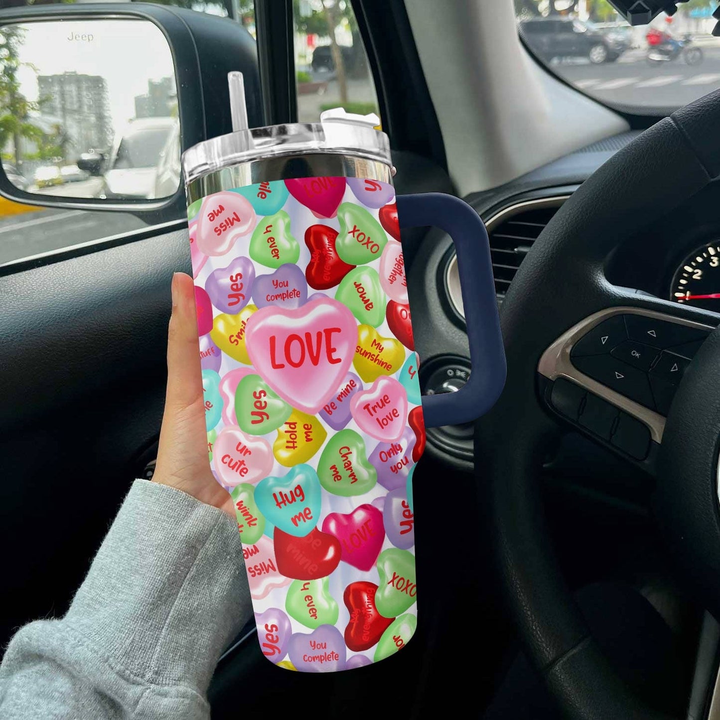 Valentines Shineful™ Tumbler 40 Oz Cute Heart Tl10 Denim Blue 40Oz