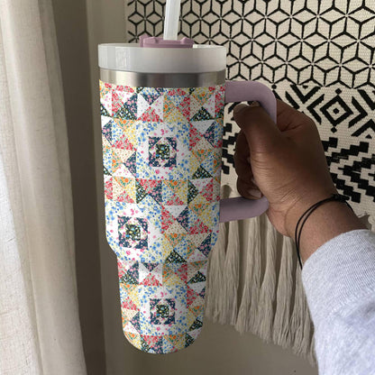 Shineful Tumbler Flowers Blooming Patchwork Paradise