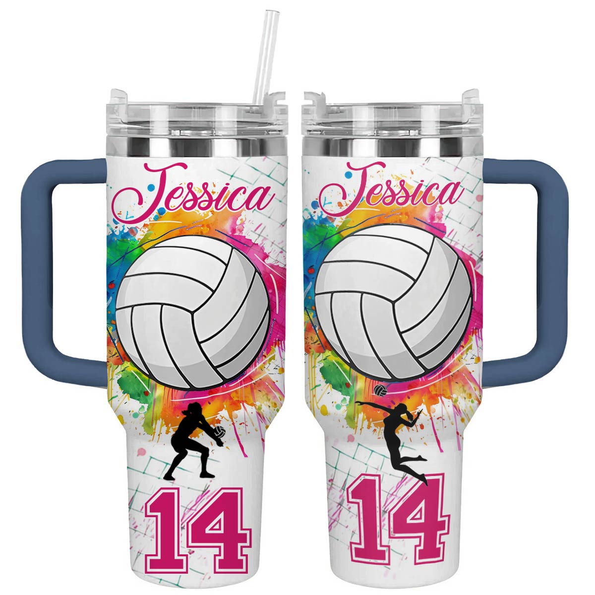 Shiny personalisierter Becher „I Love Volleyball“