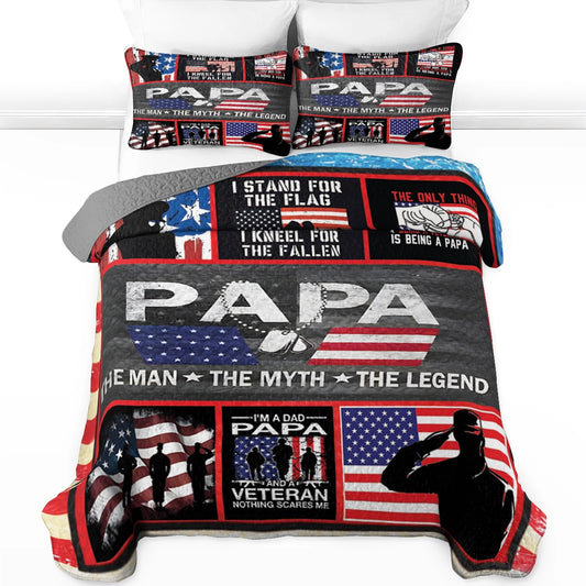 Shineful All Season Quilt 3-Piece Set - Veteran Patriotic Dad Tribute