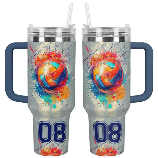 Shiny Tumbler Personalisiert Lebendiger Volleyball