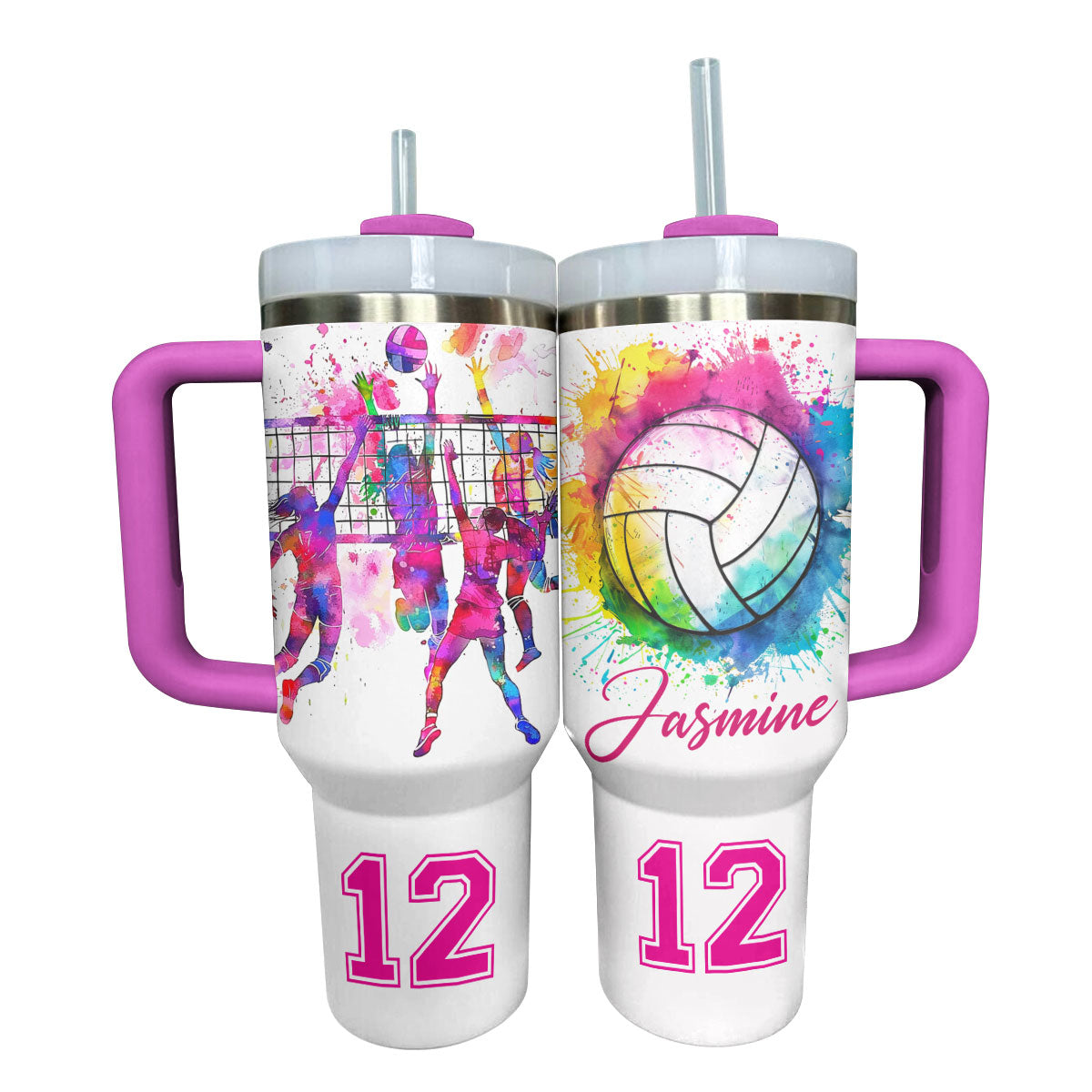 Glänzender personalisierter Becher „Just A Girl Who Loves Volleyball“