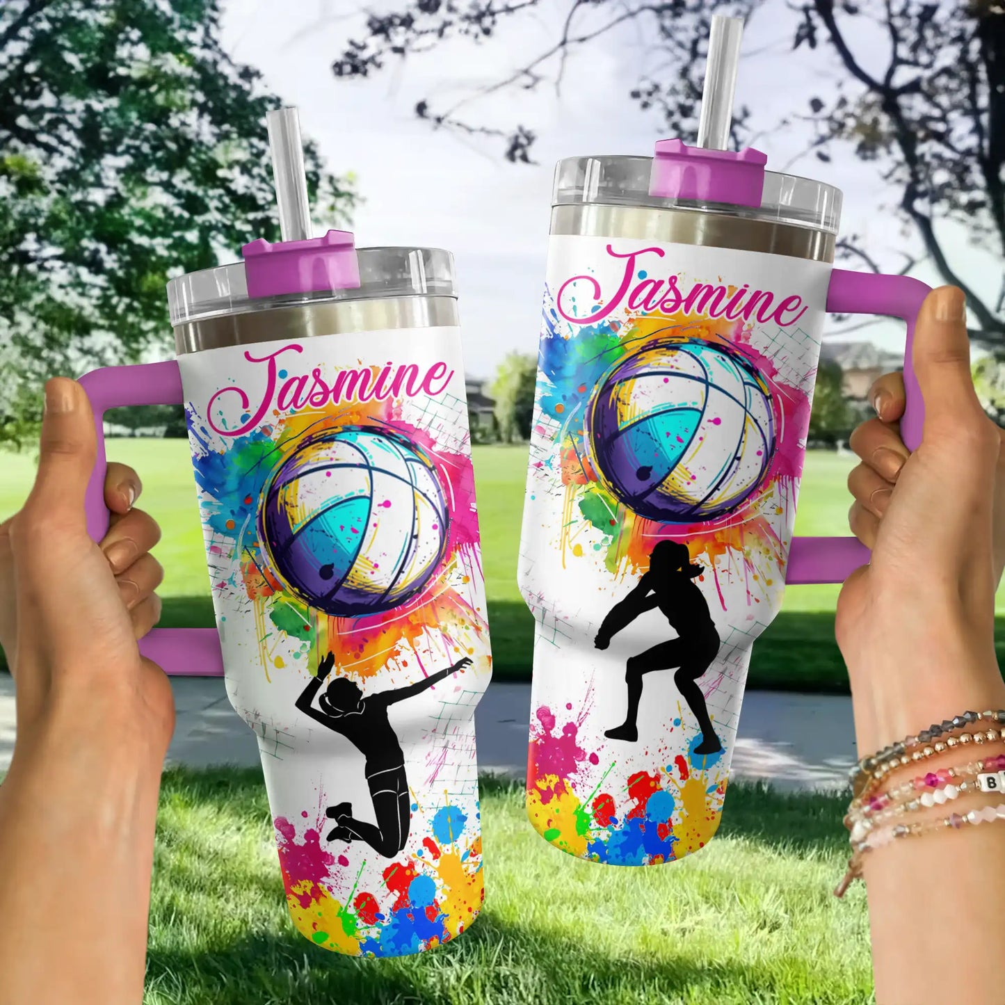 Shineful Tumbler Personalized Colorful Volleyball