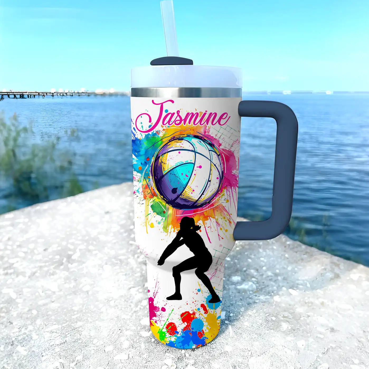 Shineful Tumbler Personalized Colorful Volleyball