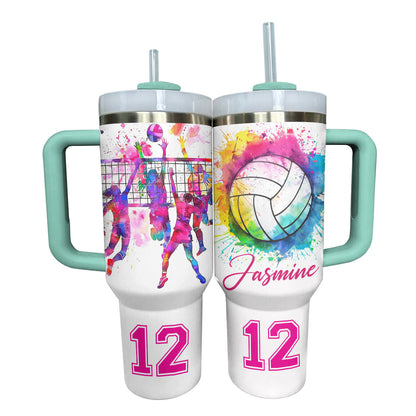 Glänzender personalisierter Becher „Just A Girl Who Loves Volleyball“