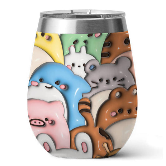 Shineful Wine Tumbler Animal Cute puffy