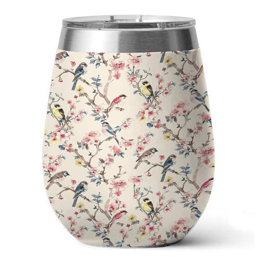 Shineful Wine Tumbler Sakura And Bird