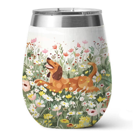 Golden Retriever 12 Oz Shineful™ In Garden Flower Nl09 12Oz Tumbler