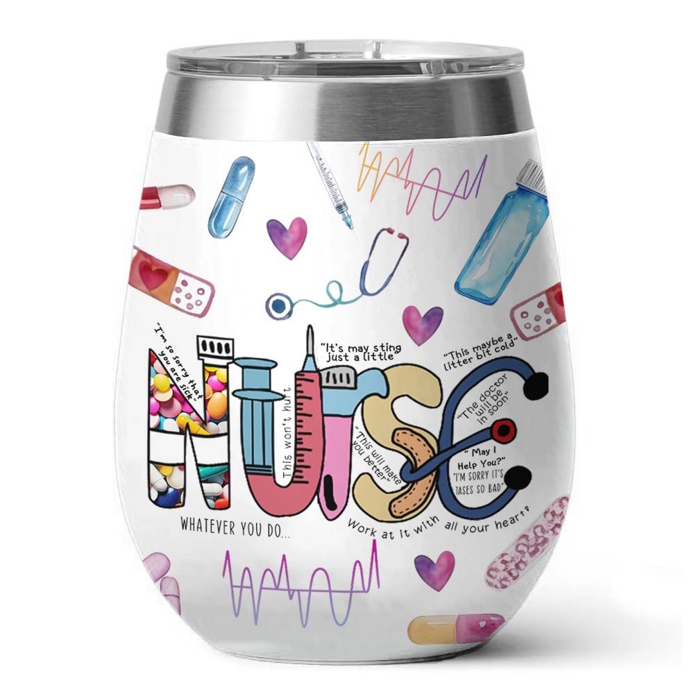 Shineful Wine Tumbler Nurse Colorful