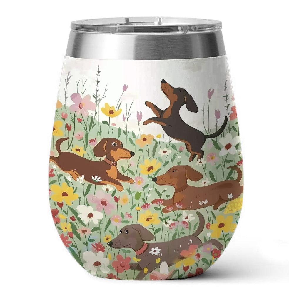 Dog 12 Oz Shineful™ Dachshunds Flower Garden Nl09 12Oz Tumbler