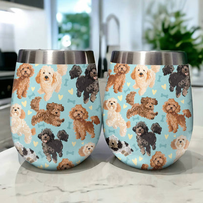 Shineful Wine Tumbler Poodles Cute