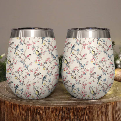 Shineful Wine Tumbler Sakura And Bird