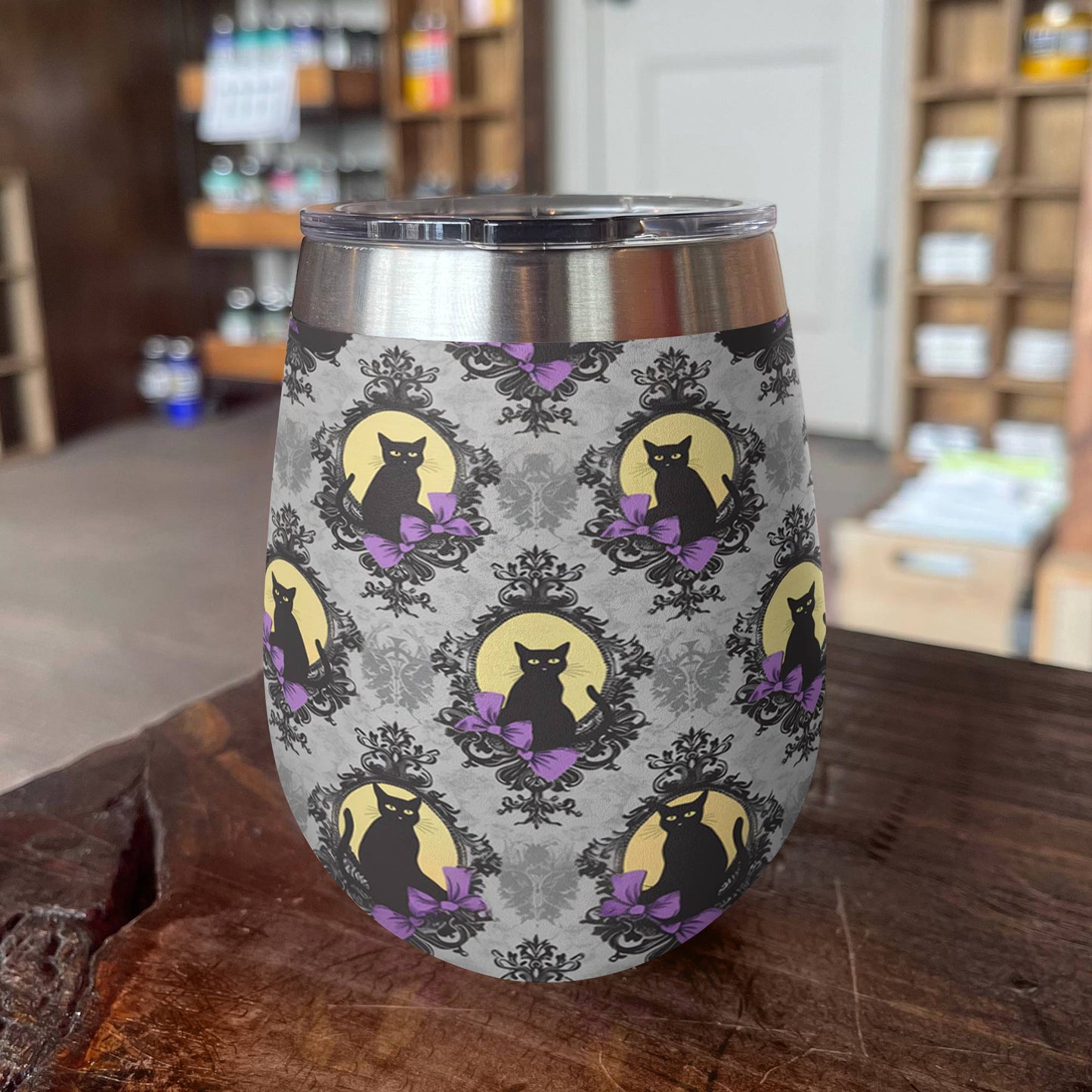 Shineful Wine Tumbler Elegent Cat