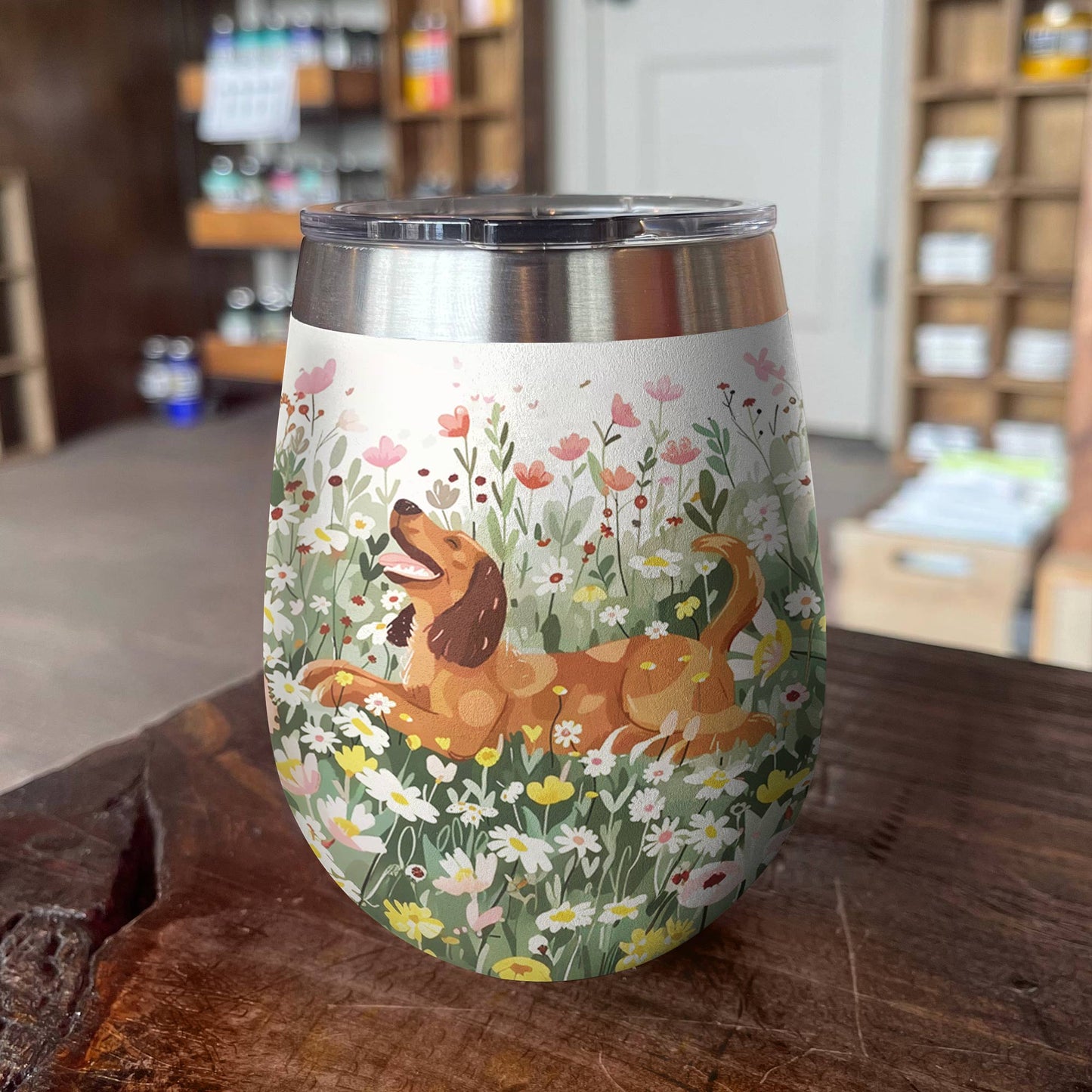 Golden Retriever 12 Oz Shineful™ In Garden Flower Nl09 12Oz Tumbler