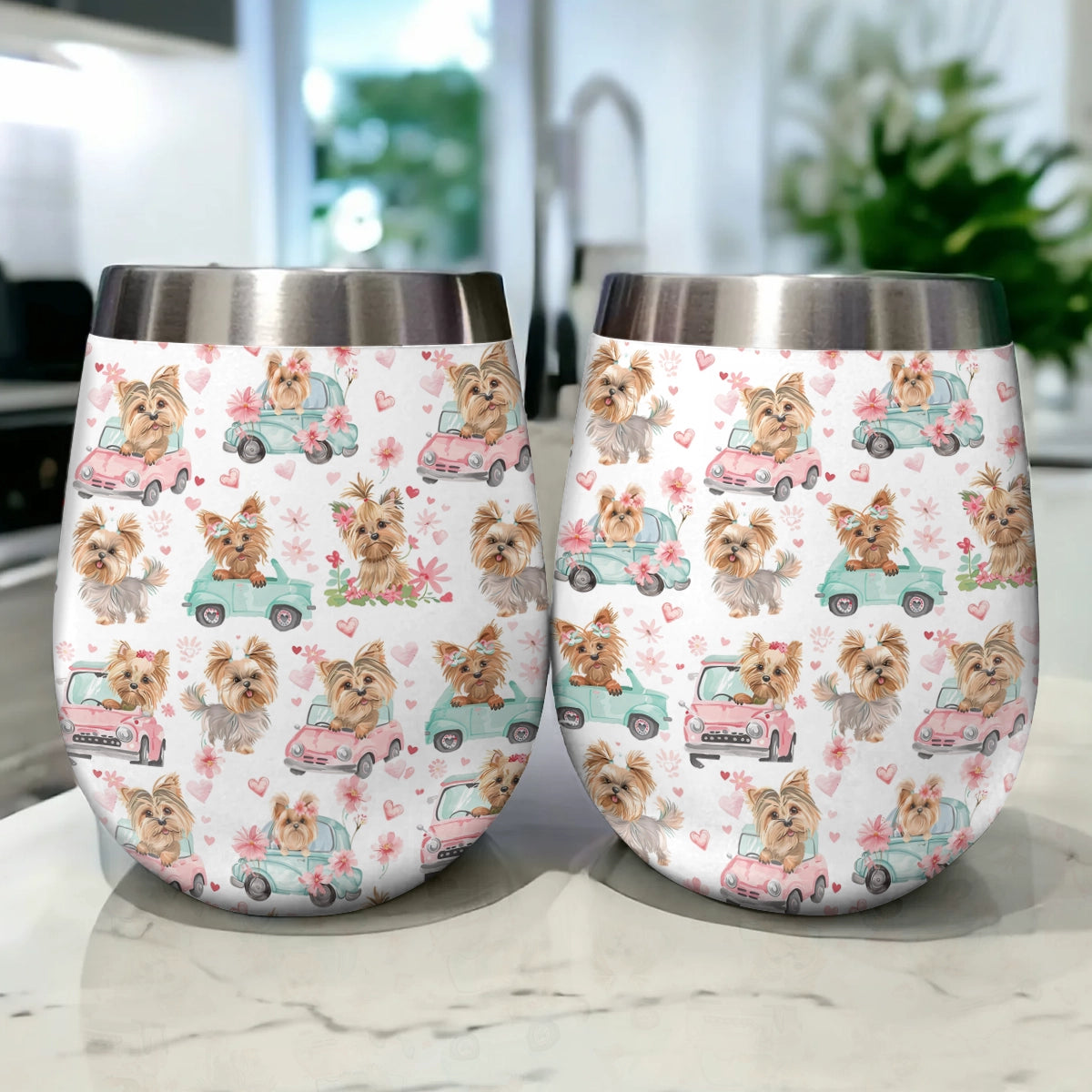 Shineful Wine Tumbler Yorkie Love