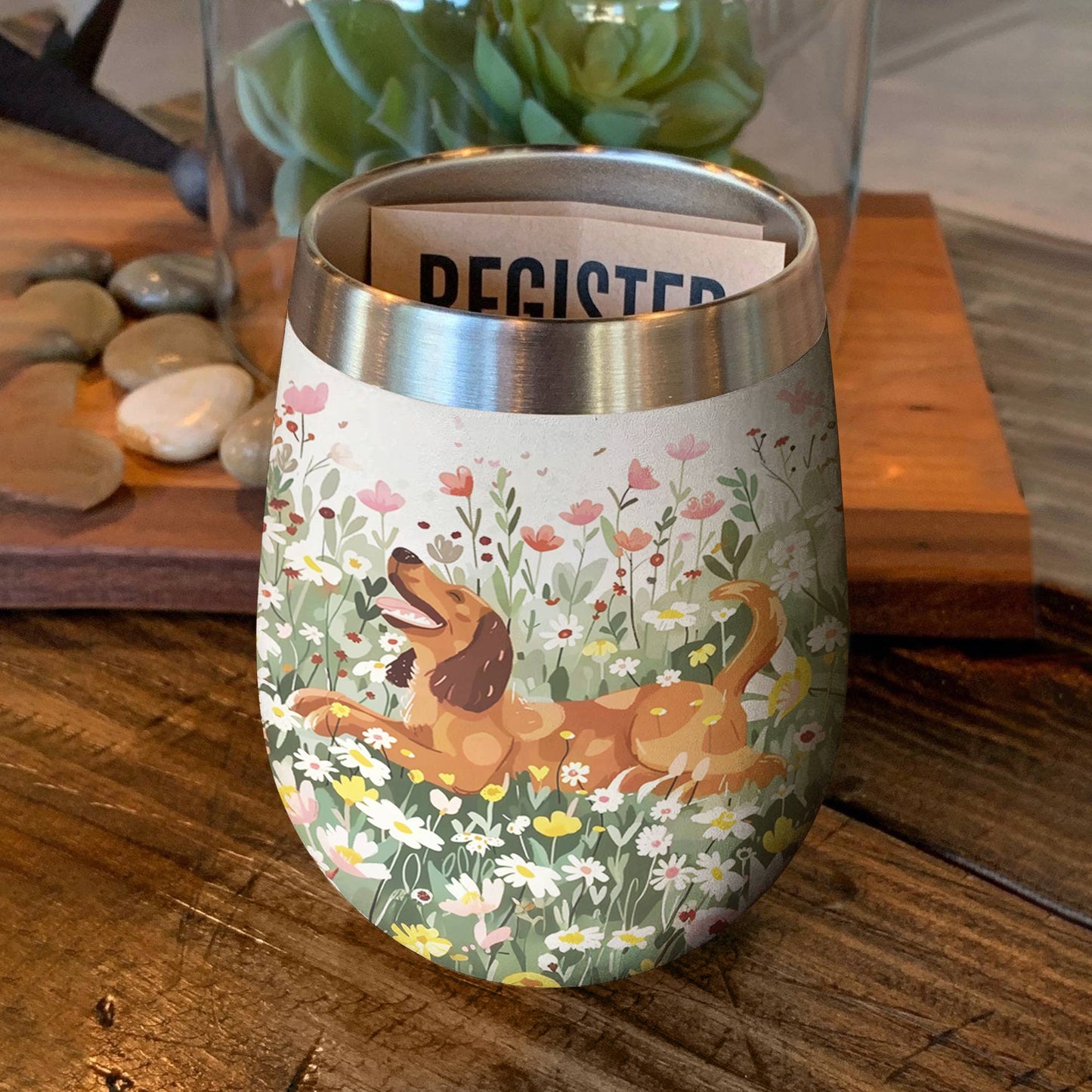 Golden Retriever 12 Oz Shineful™ In Garden Flower Nl09 12Oz Tumbler