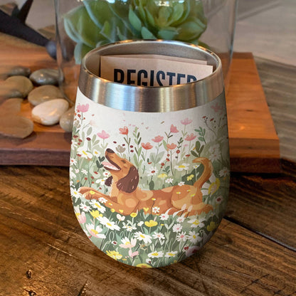 Golden Retriever 12 Oz Shineful™ In Garden Flower Nl09 12Oz Tumbler