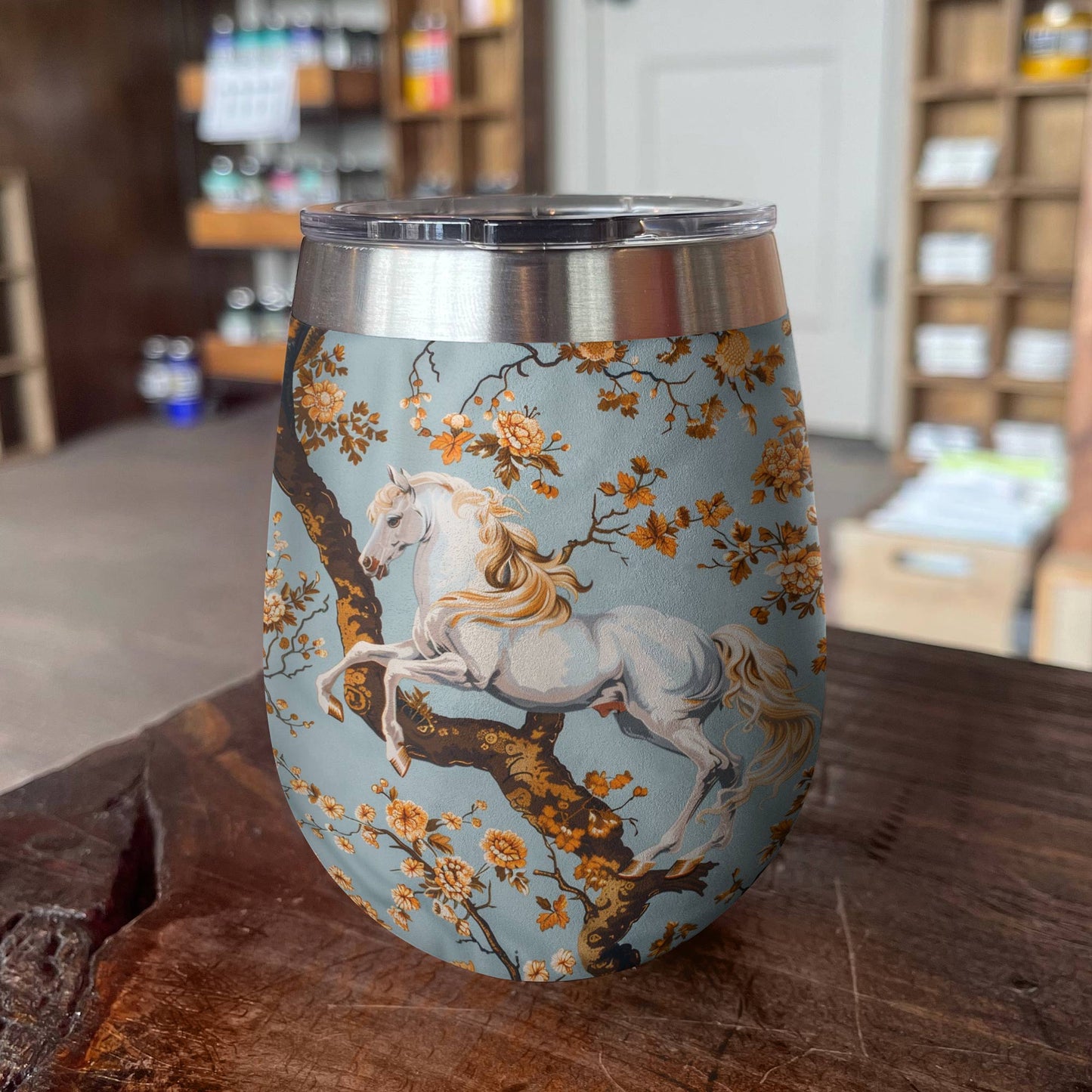 Shineful Wine Tumbler Equestrian Blossom