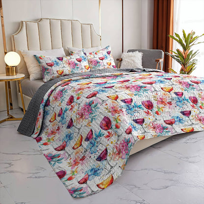 Shineful All Season Quilt 3-teiliges Set Weinrot