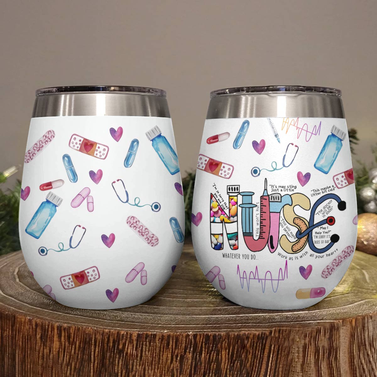 Shineful Wine Tumbler Nurse Colorful