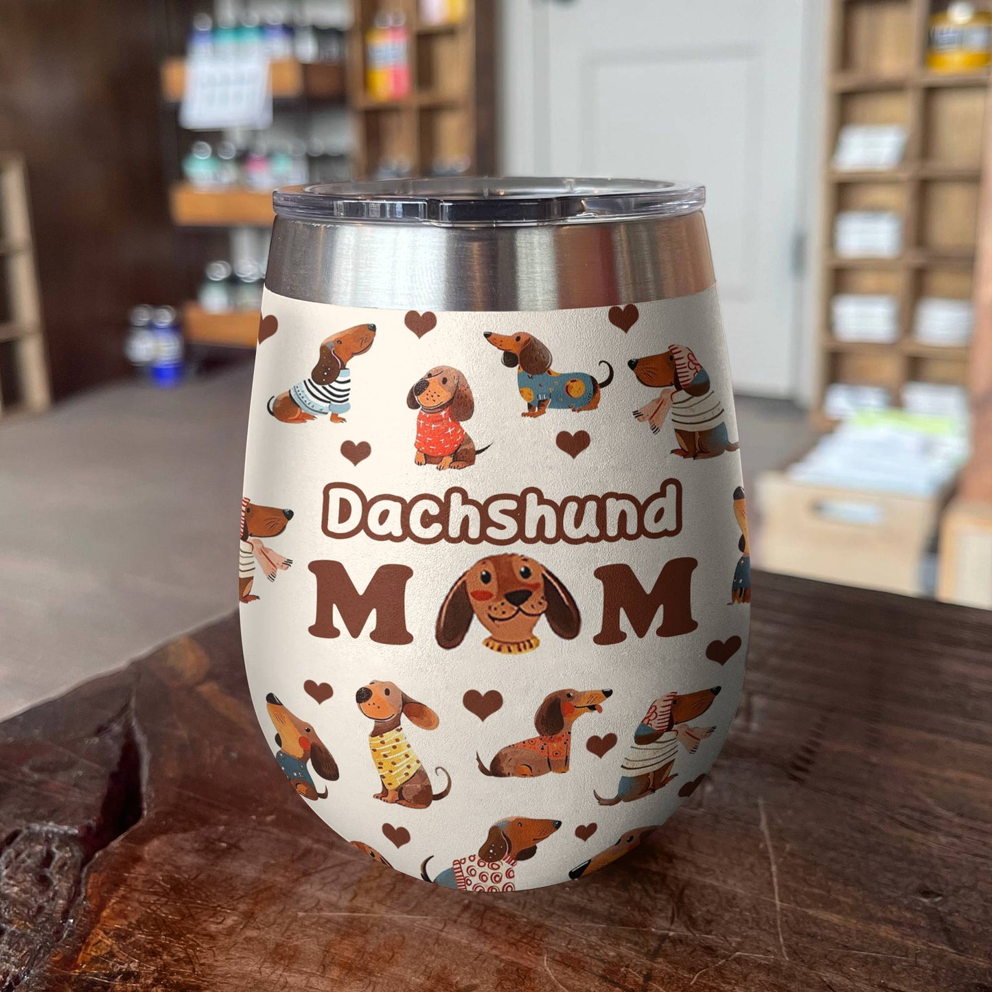 Glänzender Weinbecher Dackel MOM