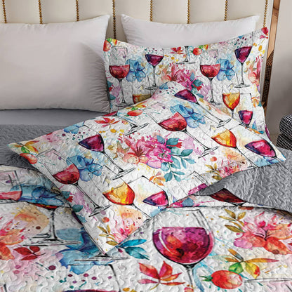 Shineful All Season Quilt 3-Piece Set Wine lovely