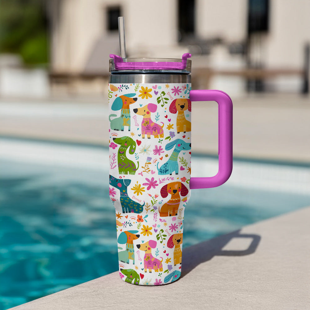 Shineful Tumbler Whimsical Garden Of Dachshund Friends