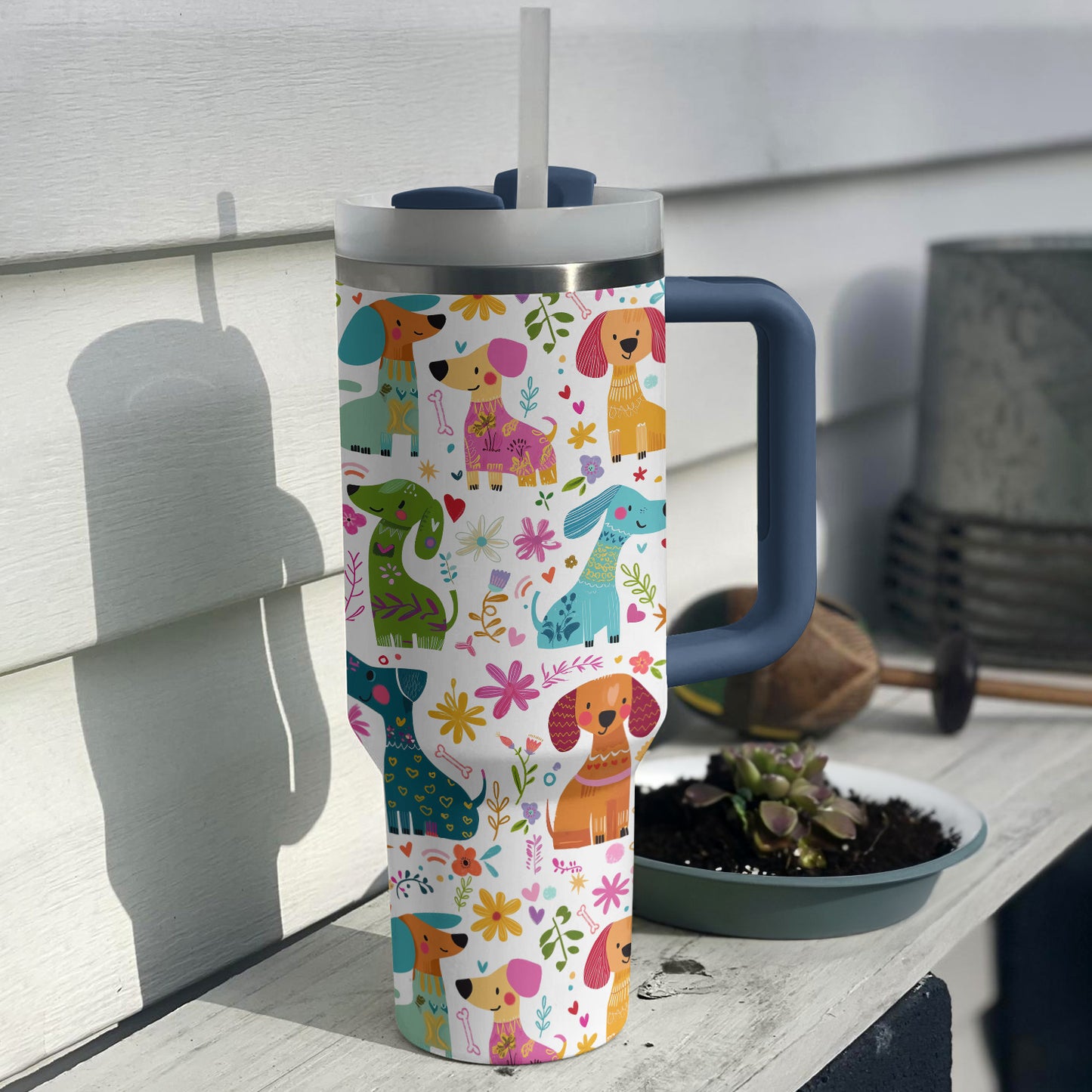 Shineful Tumbler Whimsical Garden Of Dachshund Friends