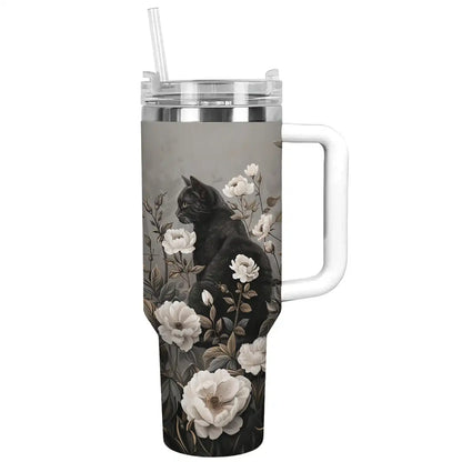 Shineful Tumbler Black Cat Floral