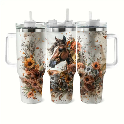 Shineful Tumbler Floral Horse Ver3