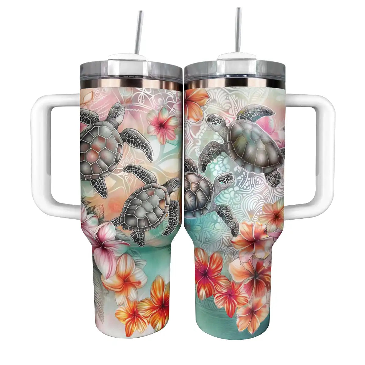 Shineful Tumbler Hibiscus Sea Turtles