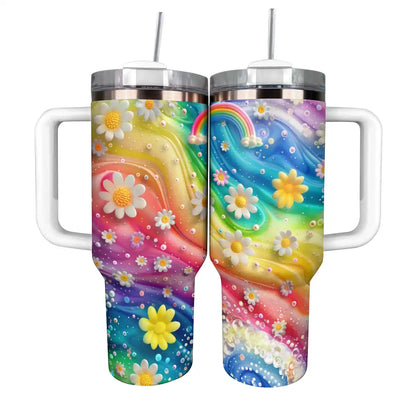 Shineful Glossy Tumbler Rainbow Daisies