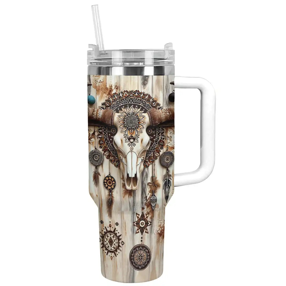 Shineful Tumbler Cow Boho Cow Skull Ver2