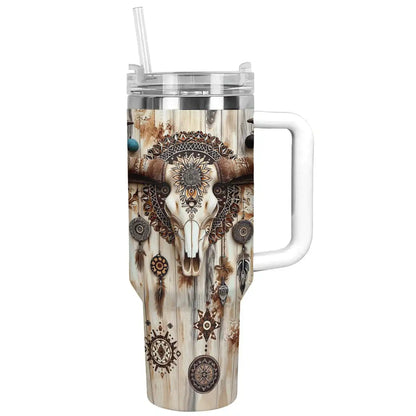 Shineful Tumbler Cow Boho Cow Skull Ver2