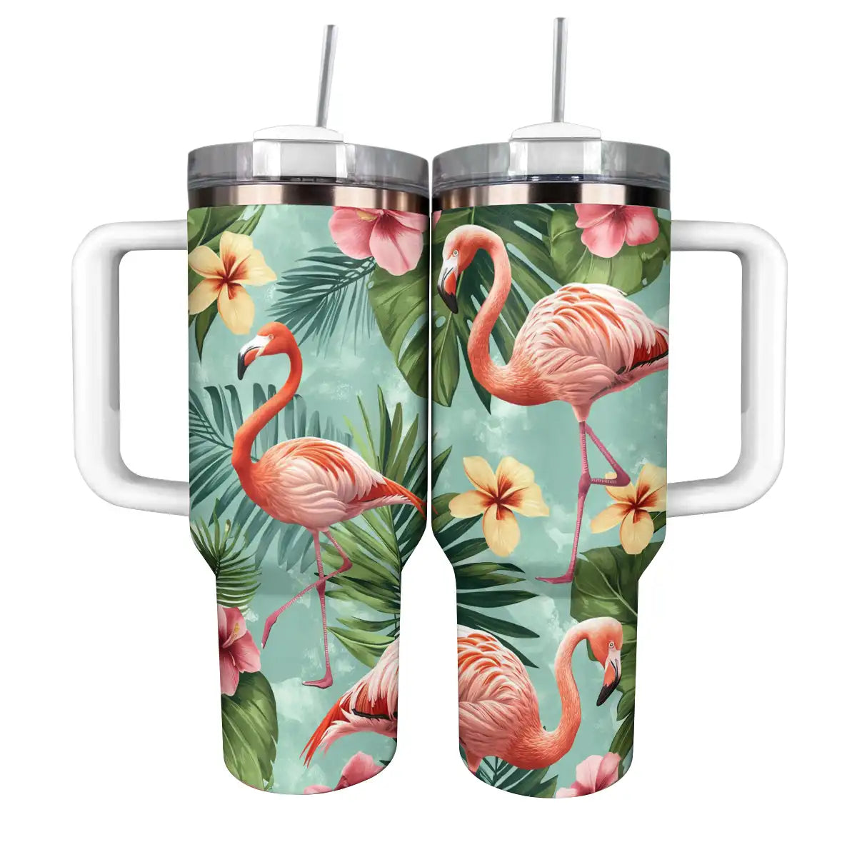 Glänzender Becher Tropische Flamingos