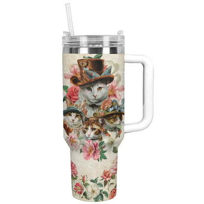 Shineful Tumbler Floral Cats