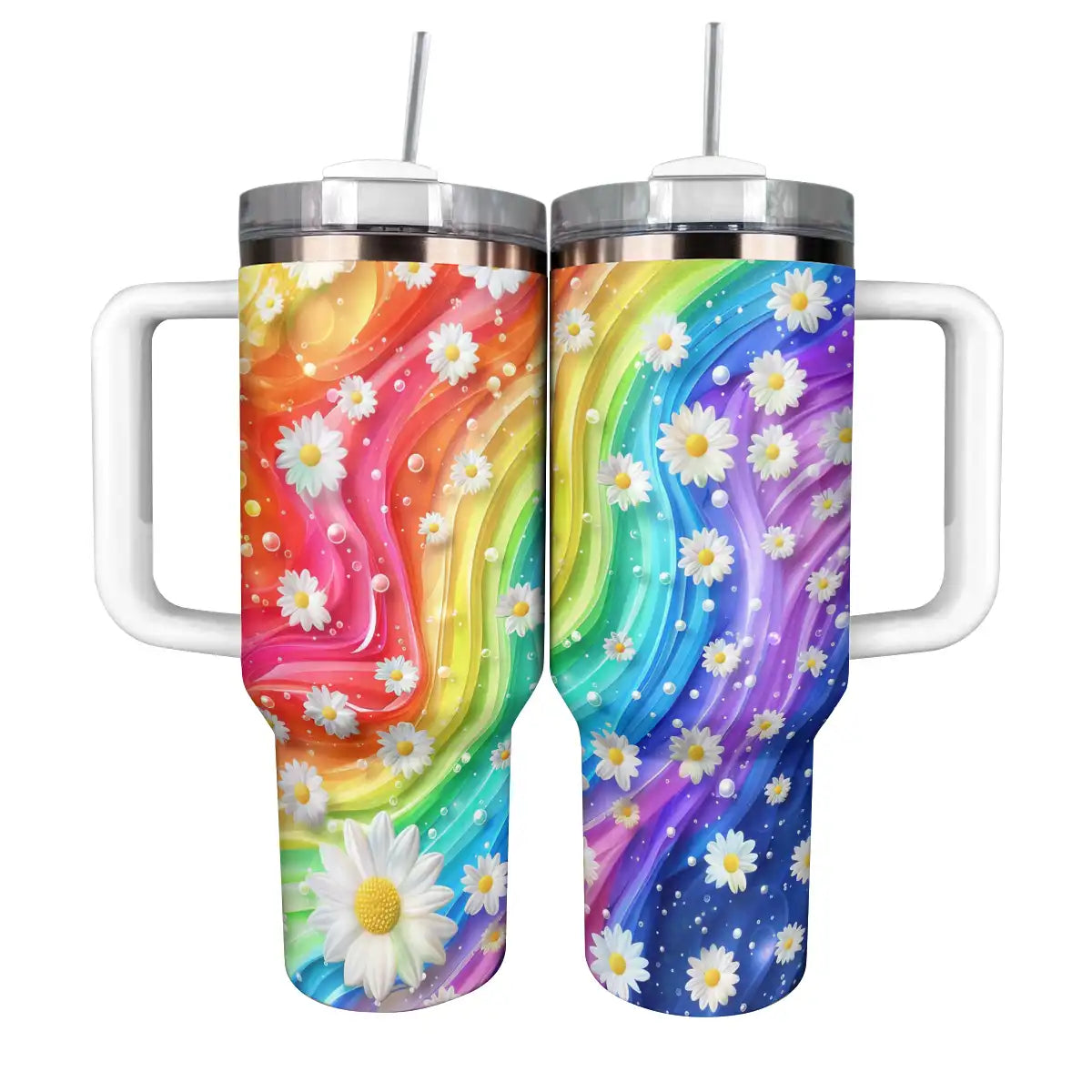 Shineful Glossy Tumbler Rainbow Daisies Ver3