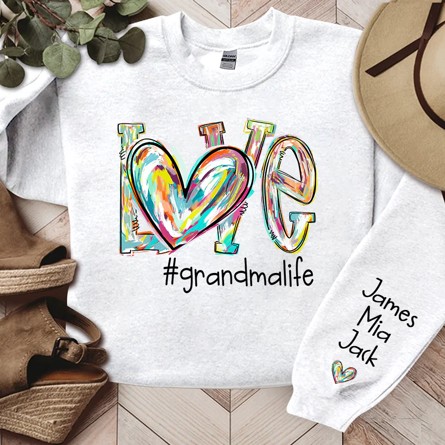 Shineful Sweatshirts Love Grandma Life Color Personalized Custom Name