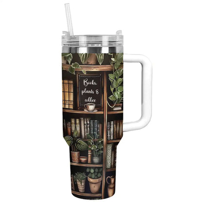 Shineful Tumbler Bücher, Pflanzen und Kaffee